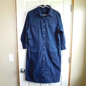 Brooke Brothers Size 16 Navy Shirt Dress Non Iron